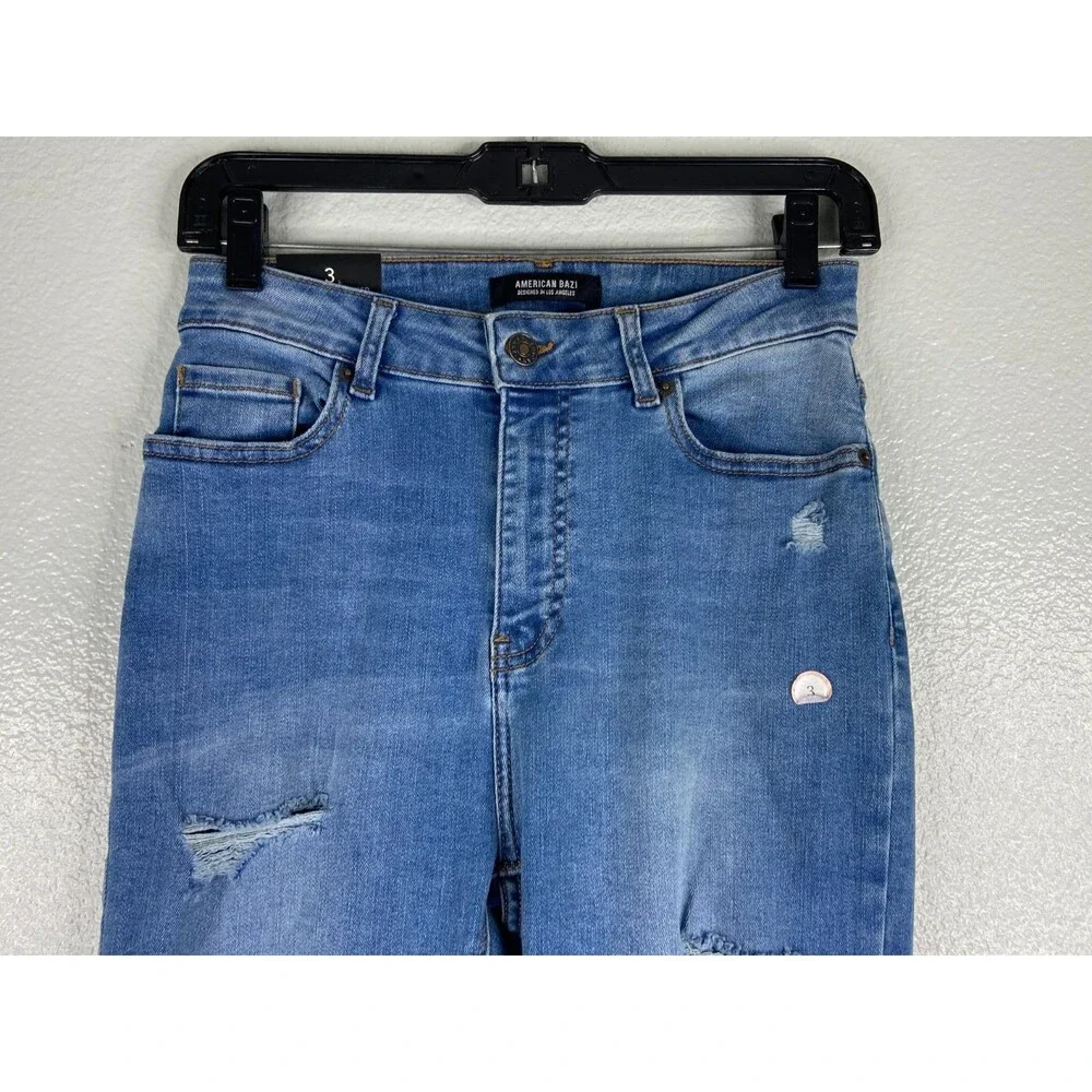 American Bazi Women Size 3 Jeans High Rise Skinny Distressed NWT - Picture 2 of 15